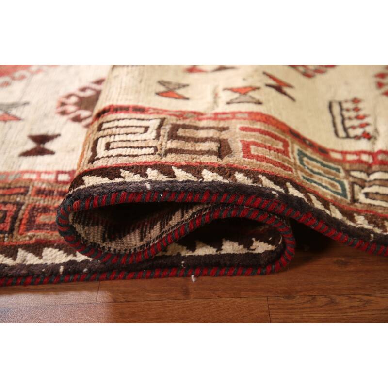 Tribal Qashqai Persian Vintage Area Rug Hand-knotted Wool Carpet - 4'10"x 8'1"