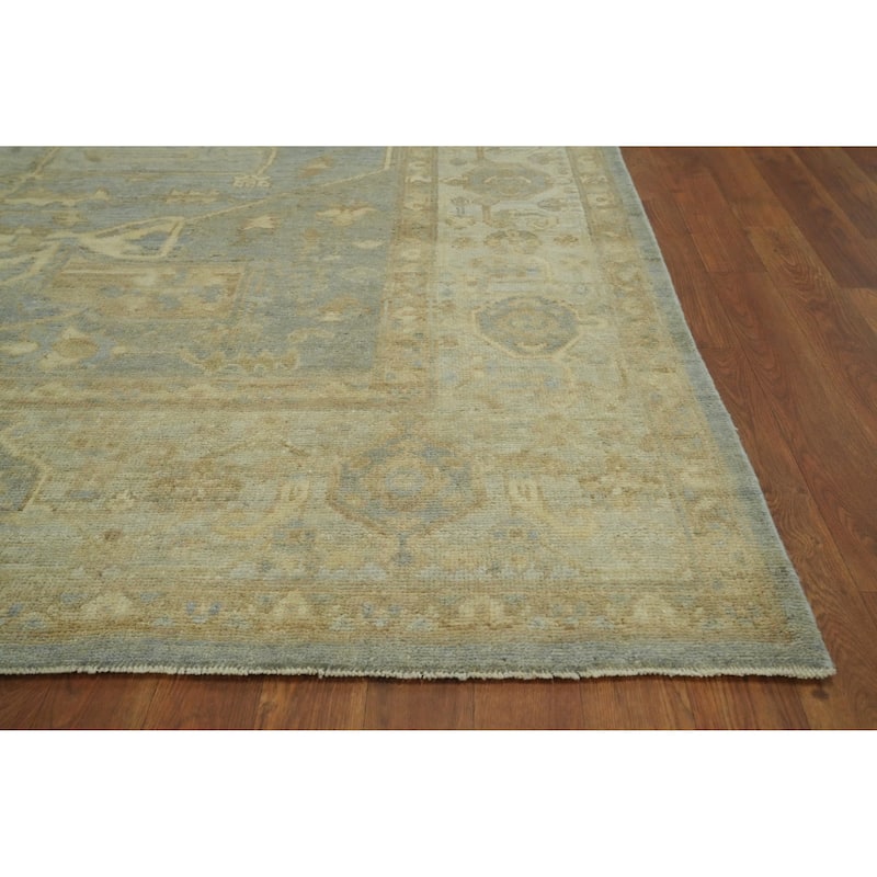 Vegetable Dye Wool Oushak Turkish Area Rug, Medallion Geometric Carpet - 9' 9'' X 8' 2''