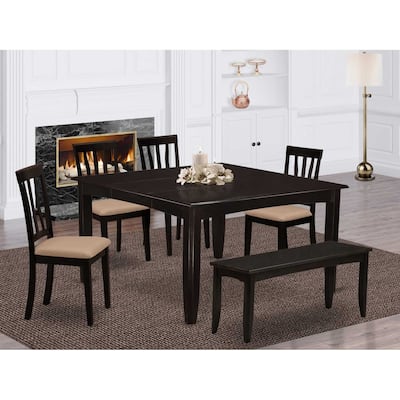 Dining Table Set - 54 Inch Kitchen Table with 8 Chairs - Cappuccino Finish