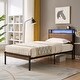preview thumbnail 3 of 8, Twin Size Metal Platform Bed Frame with Wooden Headboard and Footboard ,Includes USB Charger