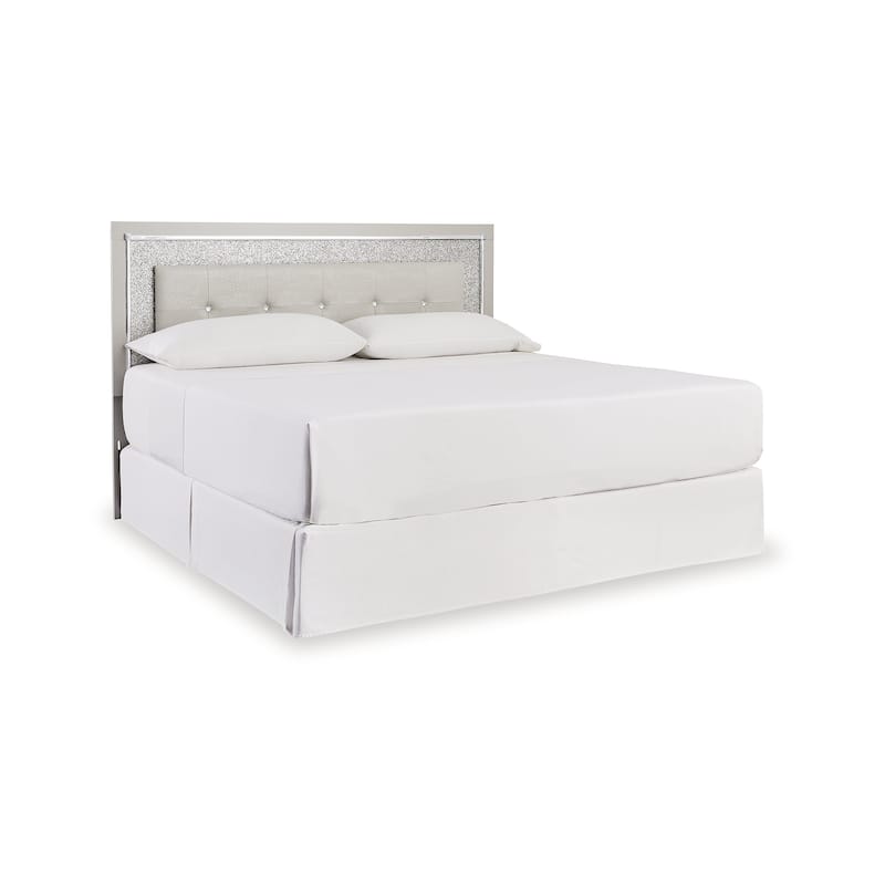 Signature Design by Ashley Zyniden Silver/Beige King Upholstered Panel Headboard