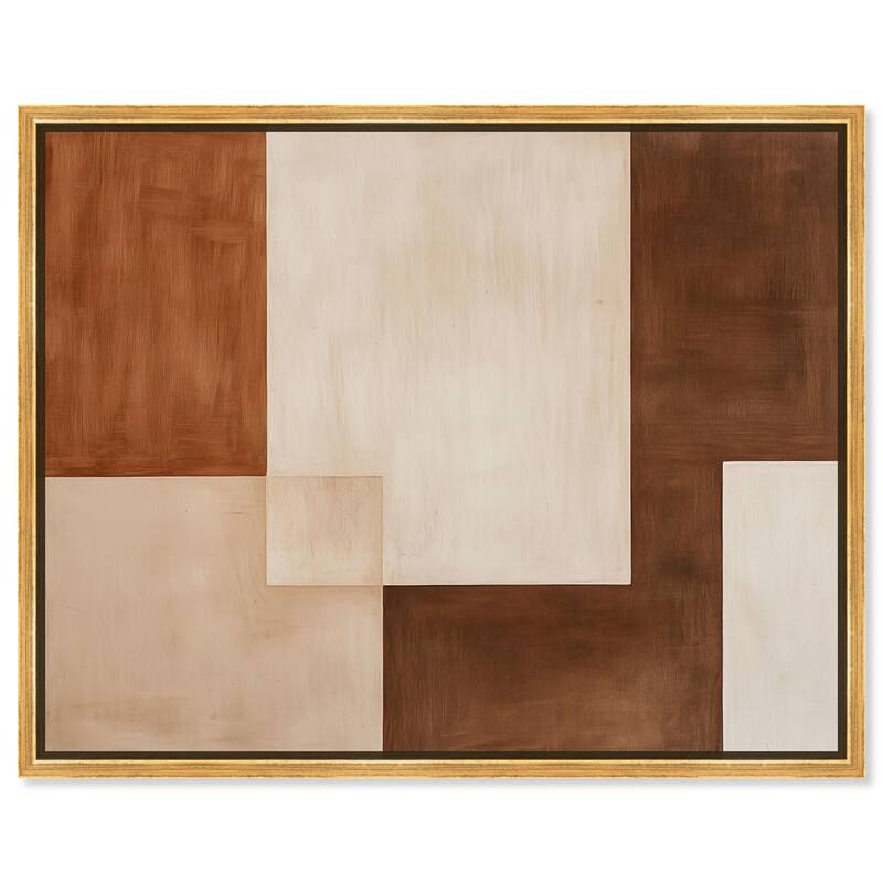 Cream and Brown Panels IV Canvas by Art Remedy - Gold - 45" x 36"