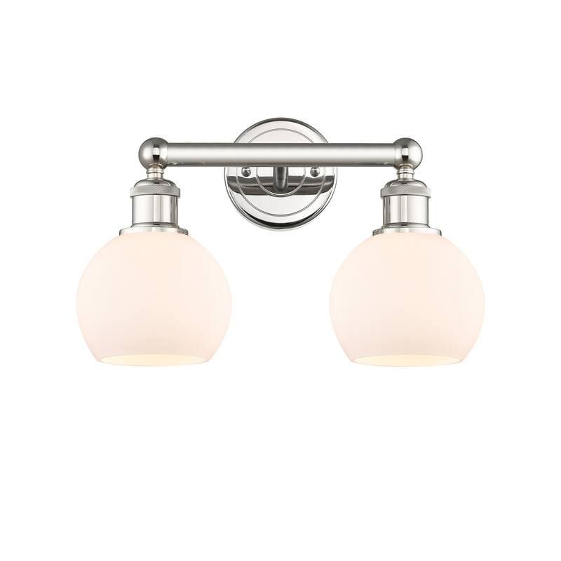 Innovations Lighting 616-2W-11-15 Athens Vanity Athens Deco Swirl 2 - Polished Nickel / Matte White