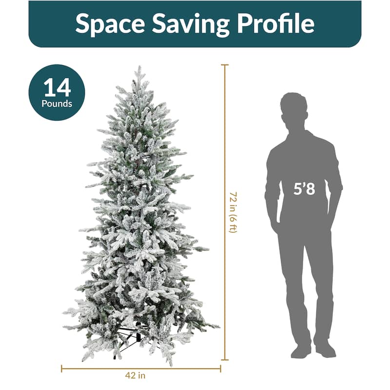 Sunnydaze Stately and Slim Artificial Christmas Tree - Unlit - Flocked