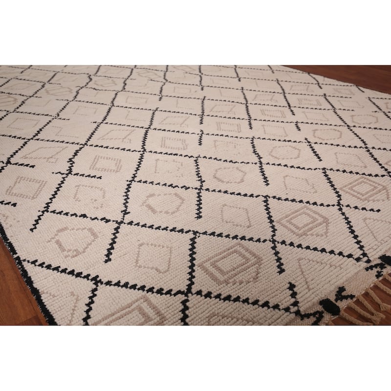 All-Over Trellis Moroccan Oriental Area Rug Handmade Wool Carpet - 8'1"x 11'10"