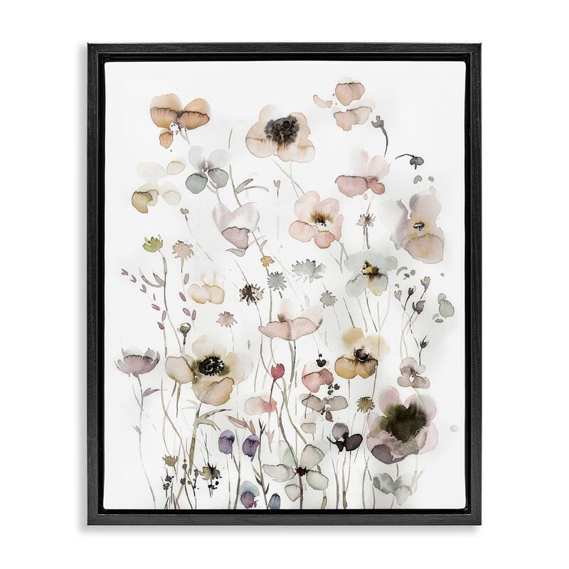 Stupell Soft Cottage Florals Framed Floater Canvas Wall Art Design by Incado
