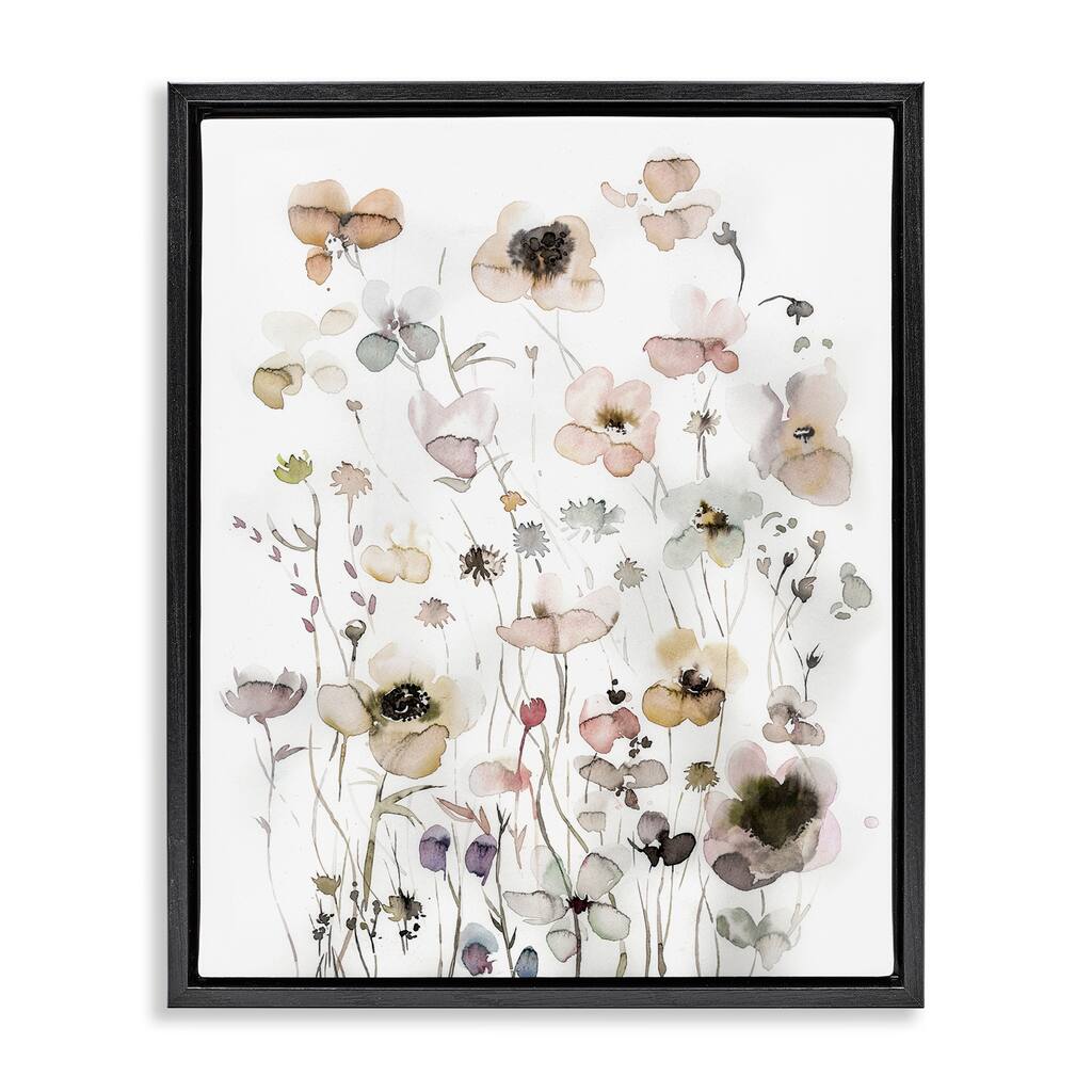 Stupell Soft Cottage Florals Framed Floater Canvas Wall Art Design by Incado