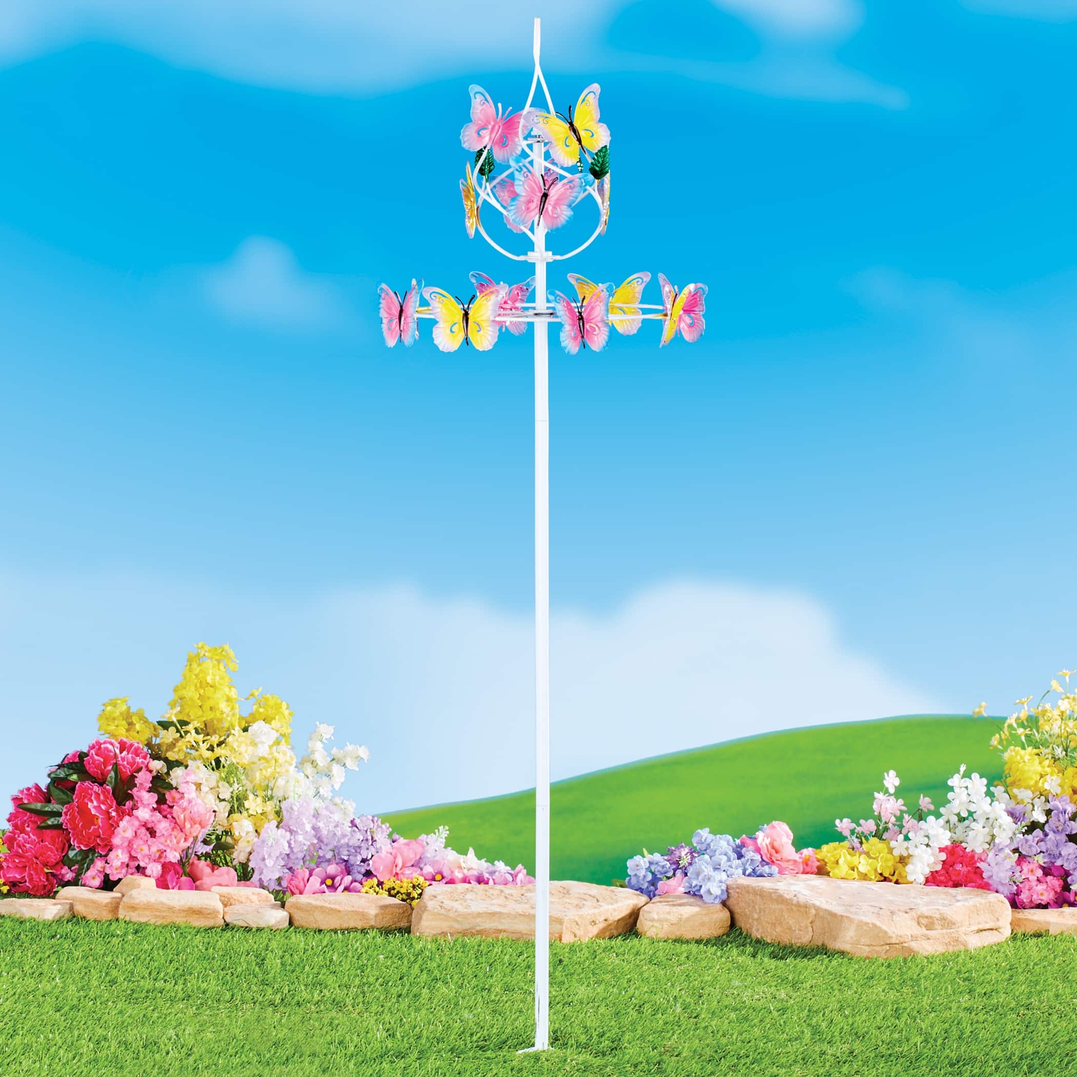 Colorful Butterfly Metal Wind Spinner Garden Stake 16.250 x 13.750 x