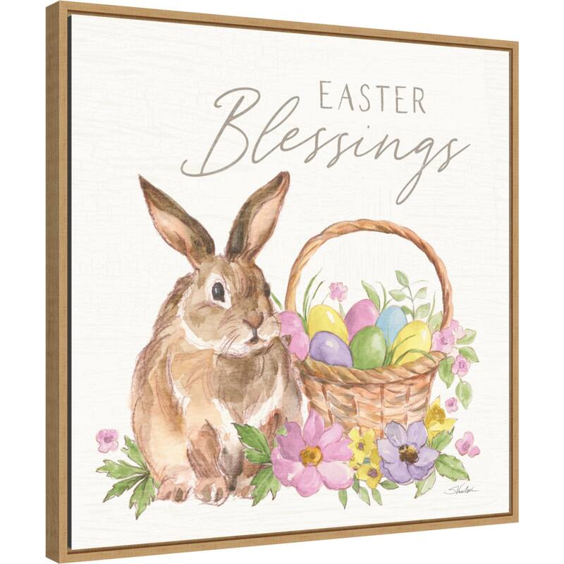 Happy Easter VI Bright by Silvia Vassileva Framed Canvas Art - 22 x 22-inch