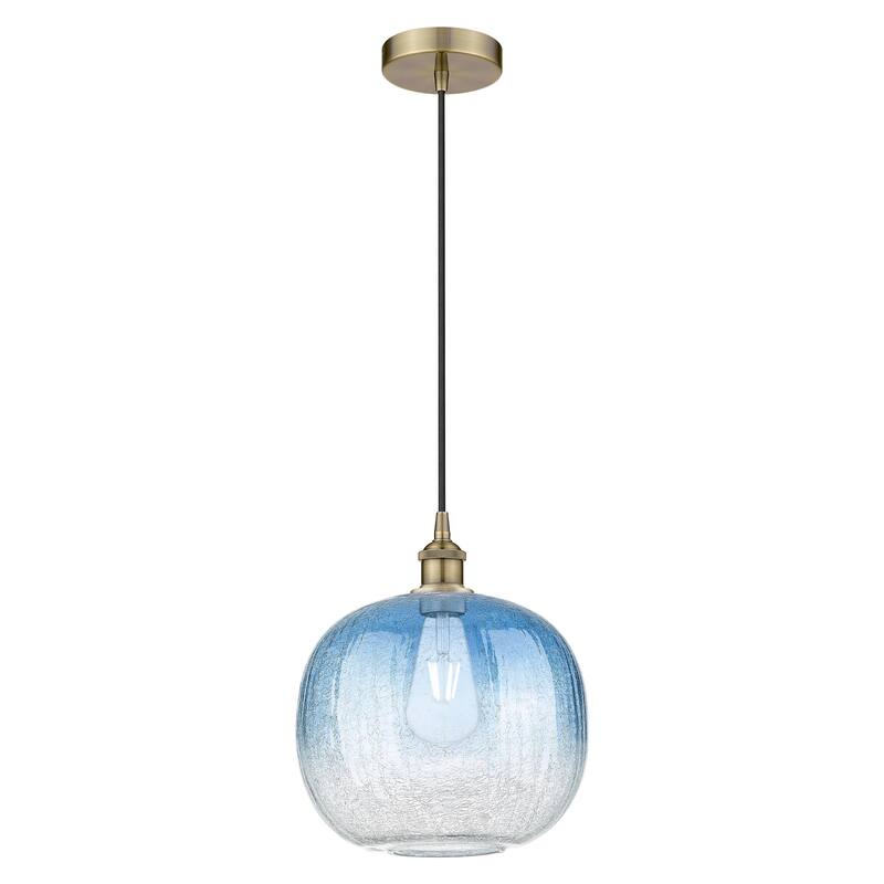 Innovations Lighting Endless Possibilities Edison - Brookhaven Sphere - 1 Light 11" Cord Hung Mini Pendant - Antique Brass/Sapphire Blue
