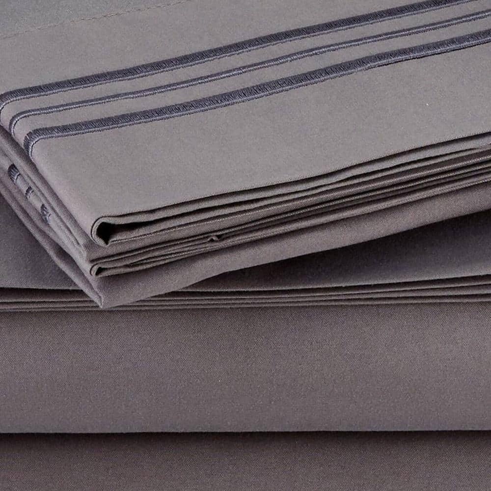 King Size Breathable Luxury Bed Sheets with Full Elastic Grey - Bed ...