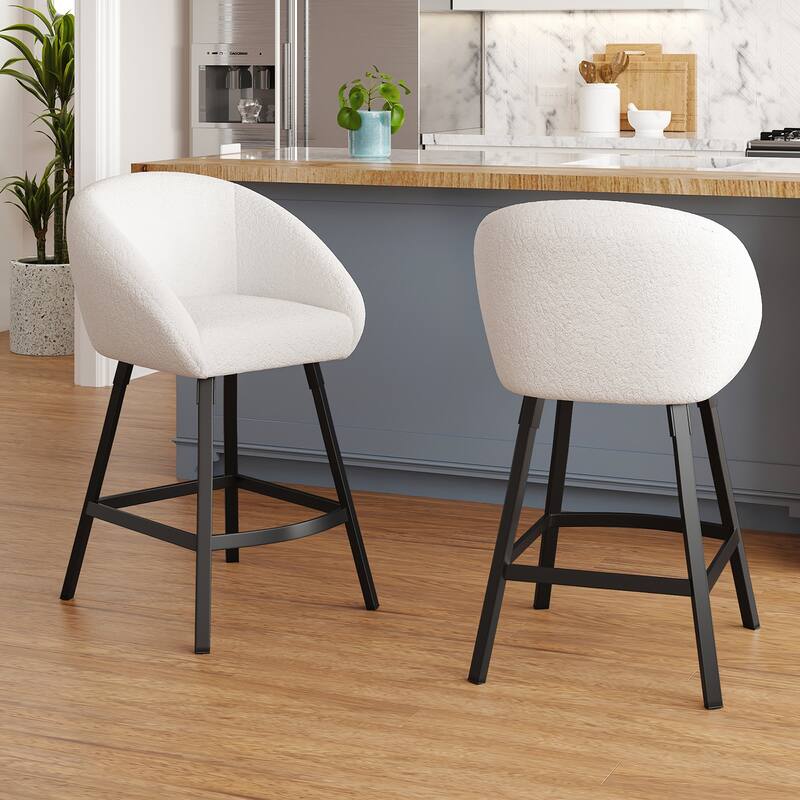 Bar Stools Set of 2,Upholstered Bar Stool with Back, 27 inch Height Counter Height Barstools for Home Kitchen Island