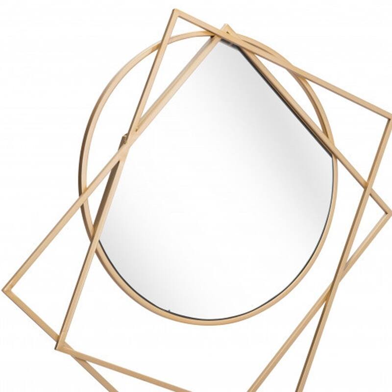 HomeRoots 32" Gold Abstract Framed Accent Mirror