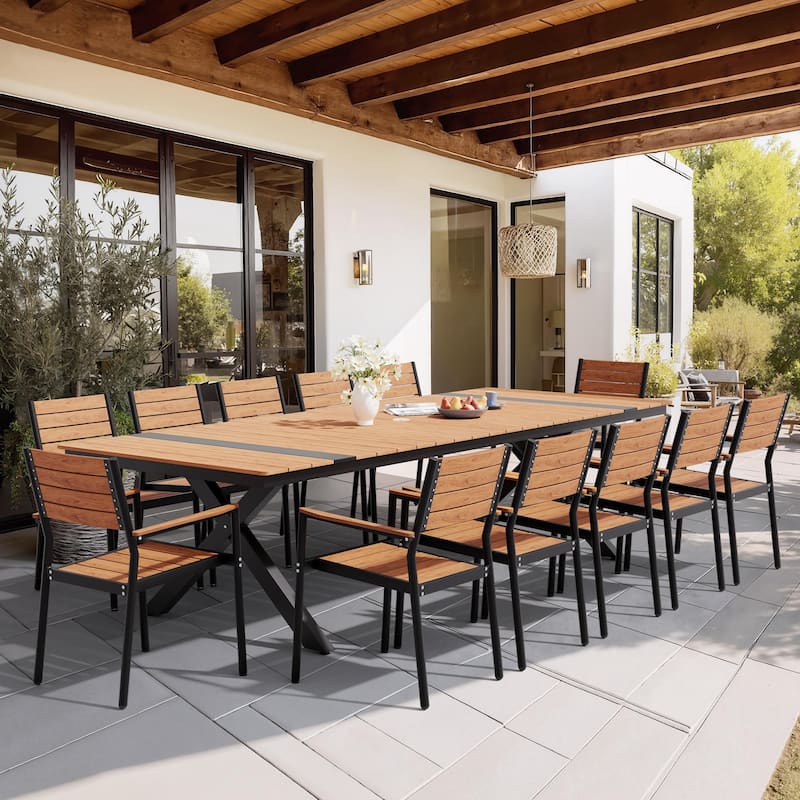 Pellebant All-Weather Aluminum X-shaped Outdoor Patio Dining Table
