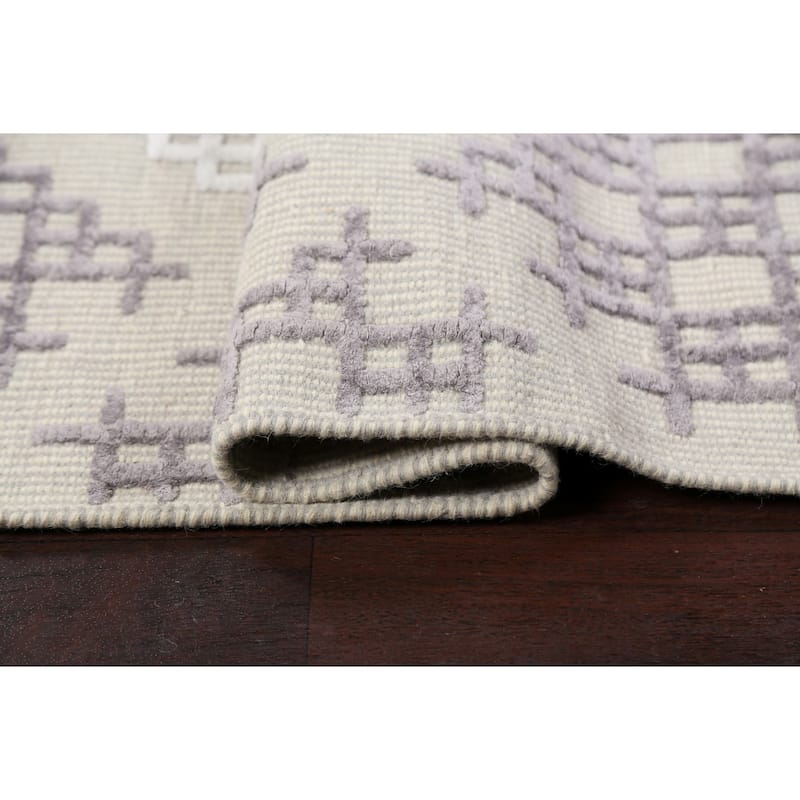 Contemporary Geometric Moroccan Oriental Wool Area Rug Handmade Carpet - 5'4" x 7'4"