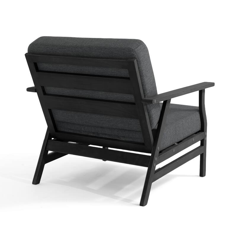 3 Piece Wood Patio Armchair Outdoor Bistro Set with Side Table