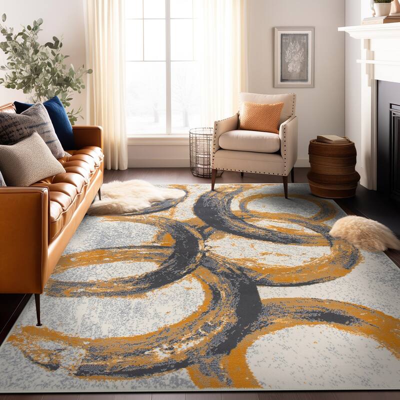 World Rug Gallery Contemporary Abstract Circles Area Rug