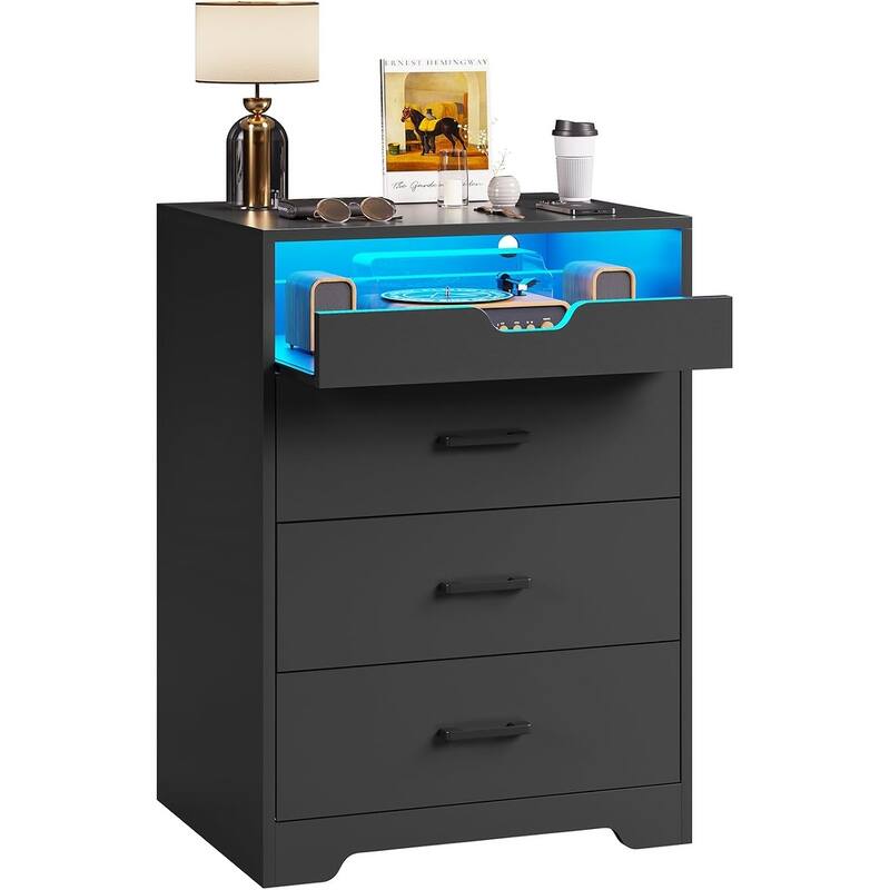 Dresser with LED Lights for Bedroom Double Dresser with 3/6 Drawers