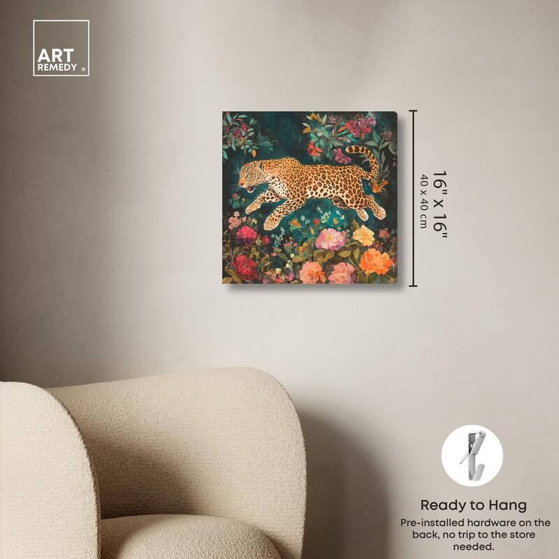 Tigers and Blooms Canvas by Art Remedy, Gallery Wrapped