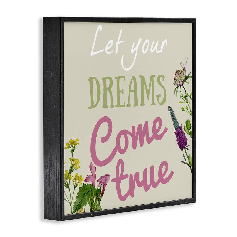 Stupell Dreams Come True with Florals Framed Giclee Art Design By Kim Allen