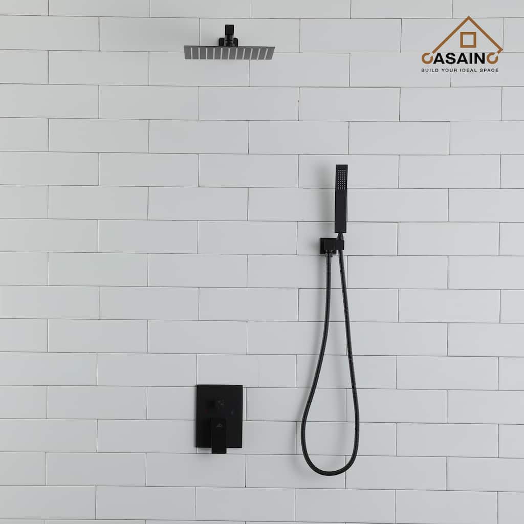 1-Spray Patterns 10 in. Wall Mount Shower System Rain Shower Heads and Metal Handheld