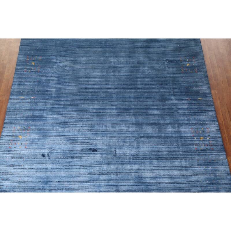 Blue Gabbeh Oriental Area Rug Handmade Living Room Silk Carpet - 8'9"x 11'4"