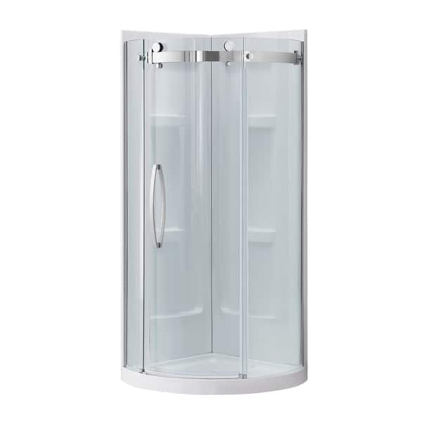 OVE Decors Breeze Lux 34 in. Corner Shower kit Glass Panel, Walls, Base  Chrome - On Sale - Bed Bath u0026 Beyond - 32959889
