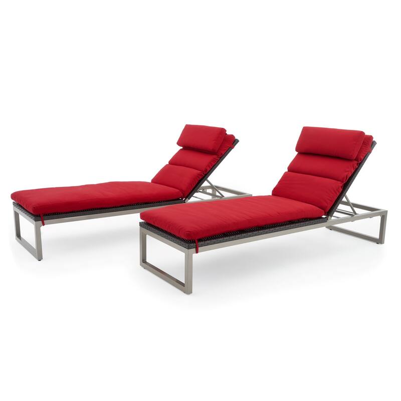 Milo 2 Piece Sunbrella Outdoor Patio Espresso Chaise Lounges