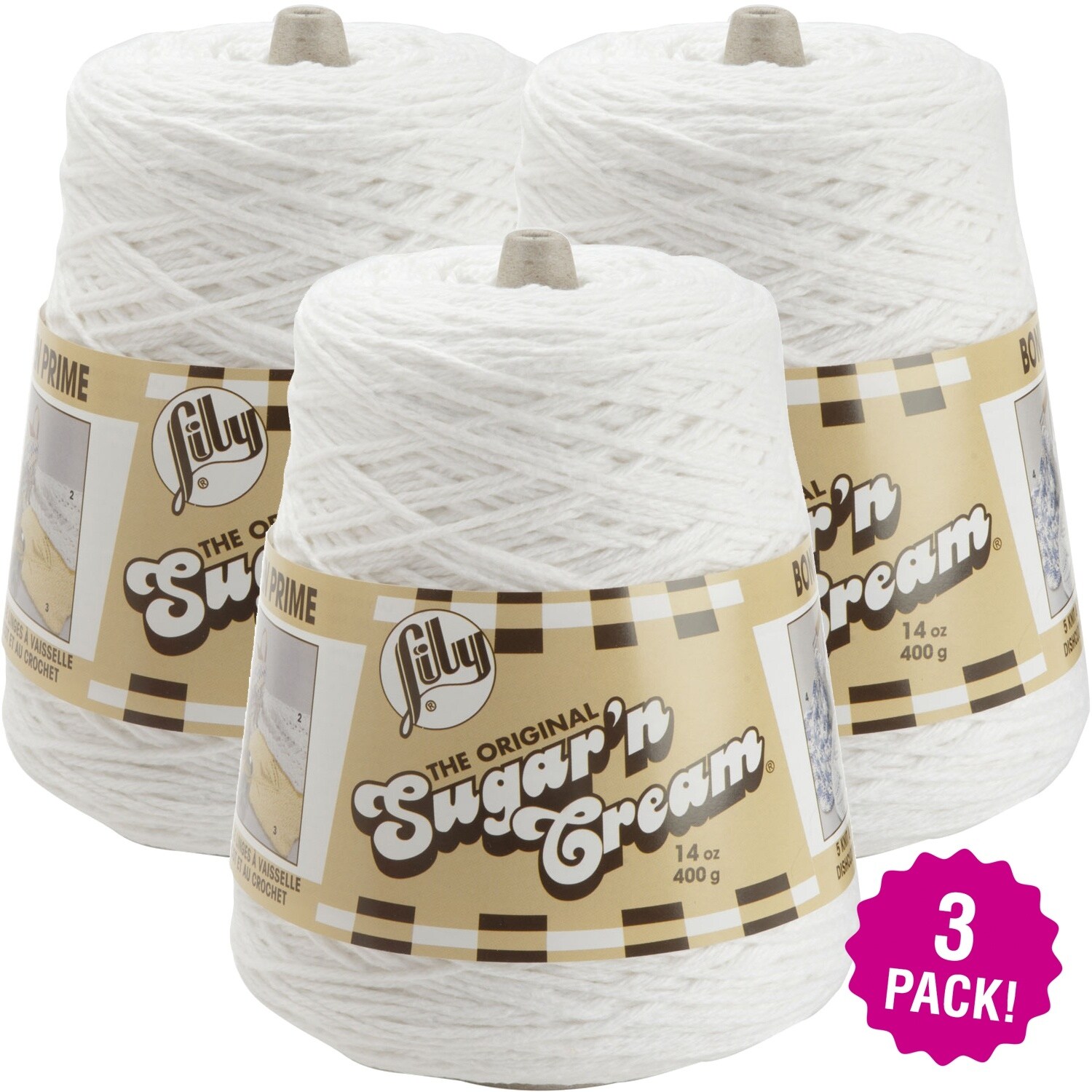 Shop Lily Sugar N Cream Yarn Cones 3 Pk White White Overstock 26392108