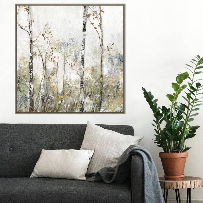 Soft Birch Forest II by Allison Pearce Framed Canvas Wall Art Print - Sylvie Greywash