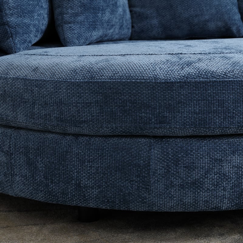 59.8''W Oversized Sofa Chair Set, Round Accent Barrel Chair With 5 Pillows and 1 Storage Ottoman