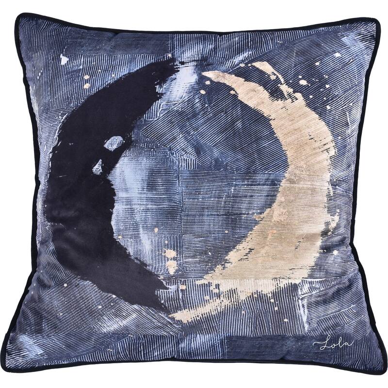 20" Blue and Black Celestial Velvet Square Throw Pillow