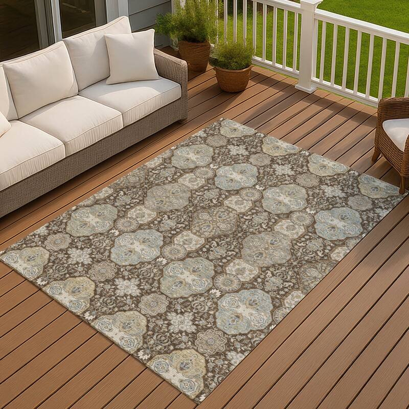 Machine Washable Indoor/ Outdoor Traditional Tracey Chantille Rug