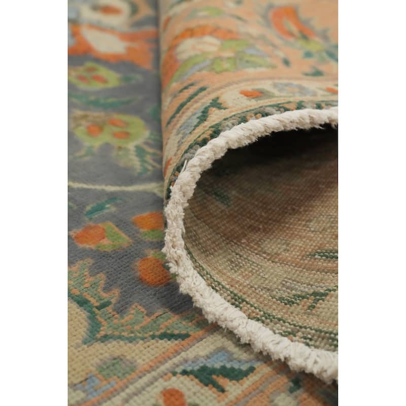 Hand Knotted Oriental 100% Wool Carpet Traditional Floral Greys & Charcoal Tabriz Area Rug - 9' 6'' X 6' 8''