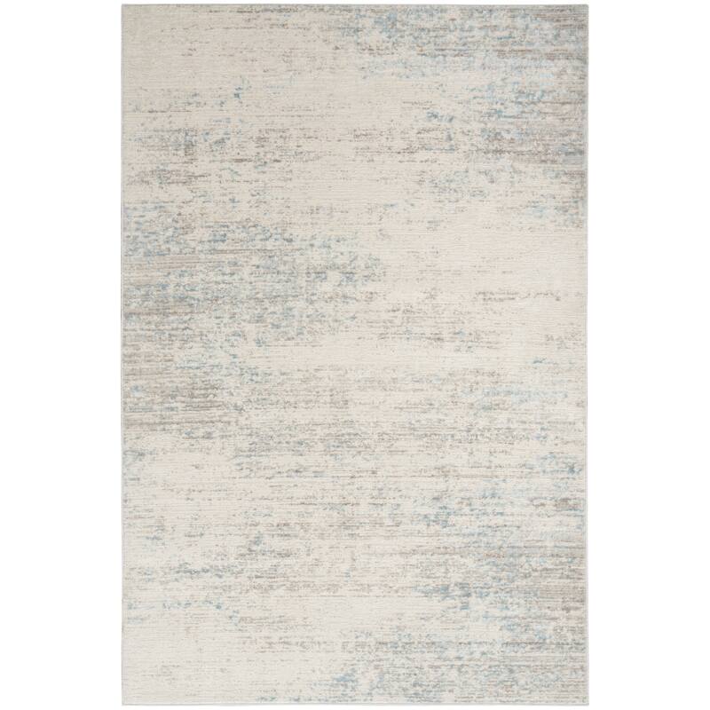 Calvin Klein Captivating Indoor only Abstract Area Rug - Cream/Blue - 5' 3" x 7' 3" - Rectangle