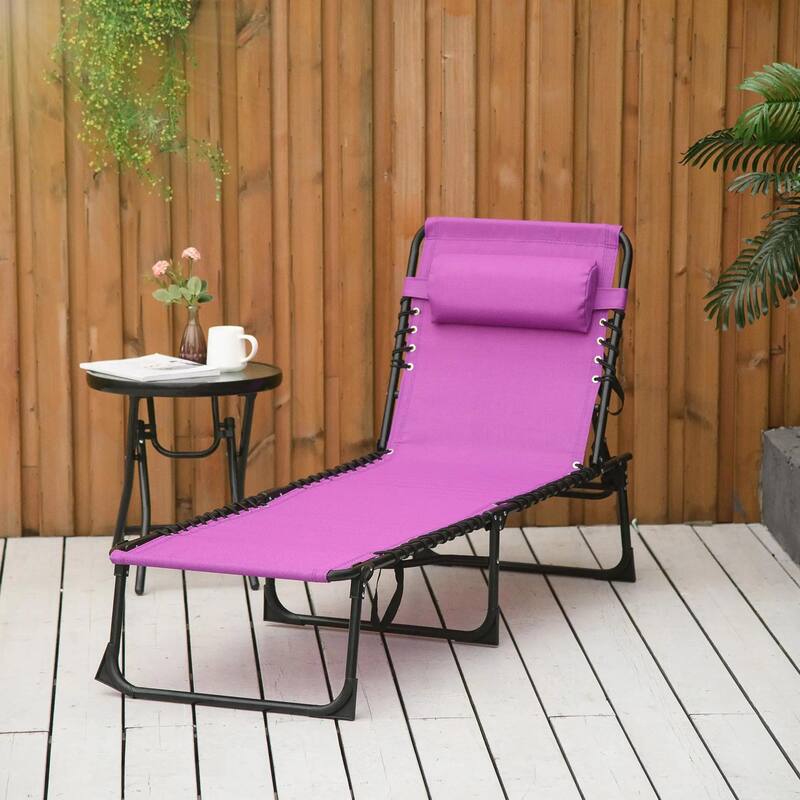 Foldable Chaise Lounge,4-Pos Recline,Trifold Portable,Breathable Mesh