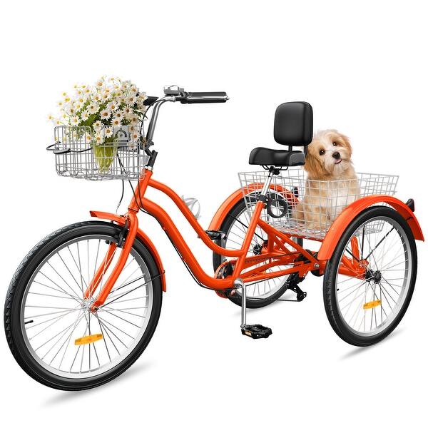 Moasis 26" Adult Tricycle 3 Wheel Bikes 7 Speed Trike Low Step Through Cruiser Bike