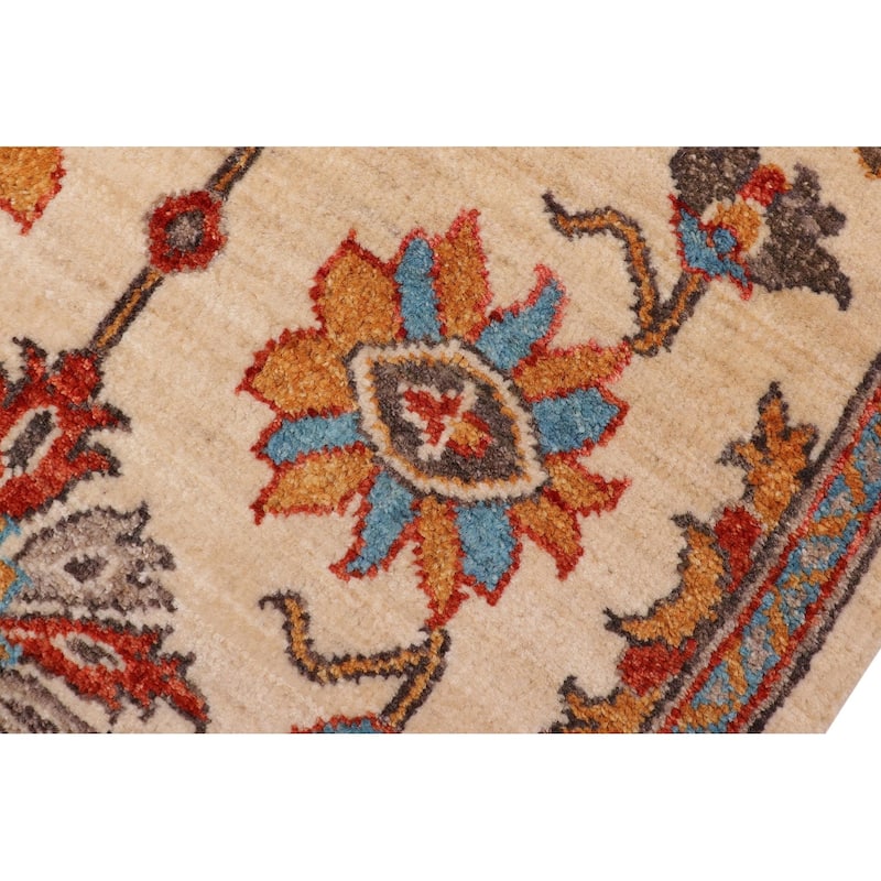 Bohemian Ziegler Esther Beige Rust Hand-Knotted Wool Runner - 2'1'' x 4'10''