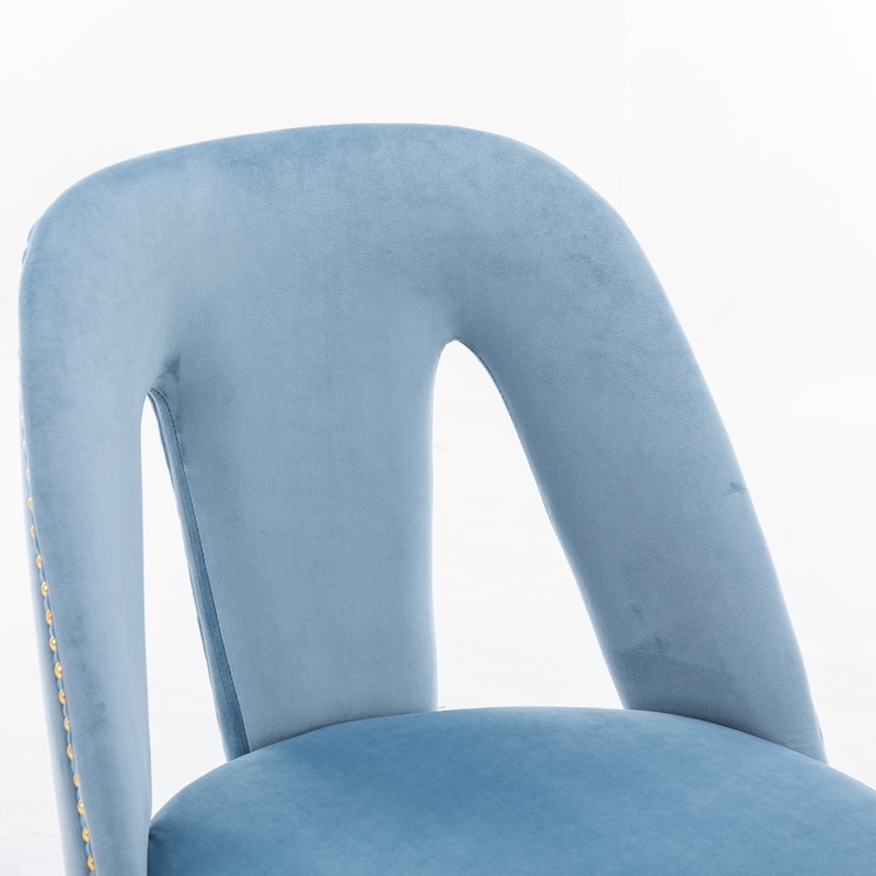 Set of 2 Modern & Contemporary Upholstered Dining Chairs with Nailheads and Metal Legs