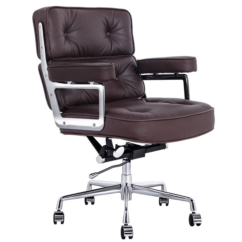 Office Chair Desk Swivel Chair High Back Computer Chair with Flip-Up Arms PU Leather Chair