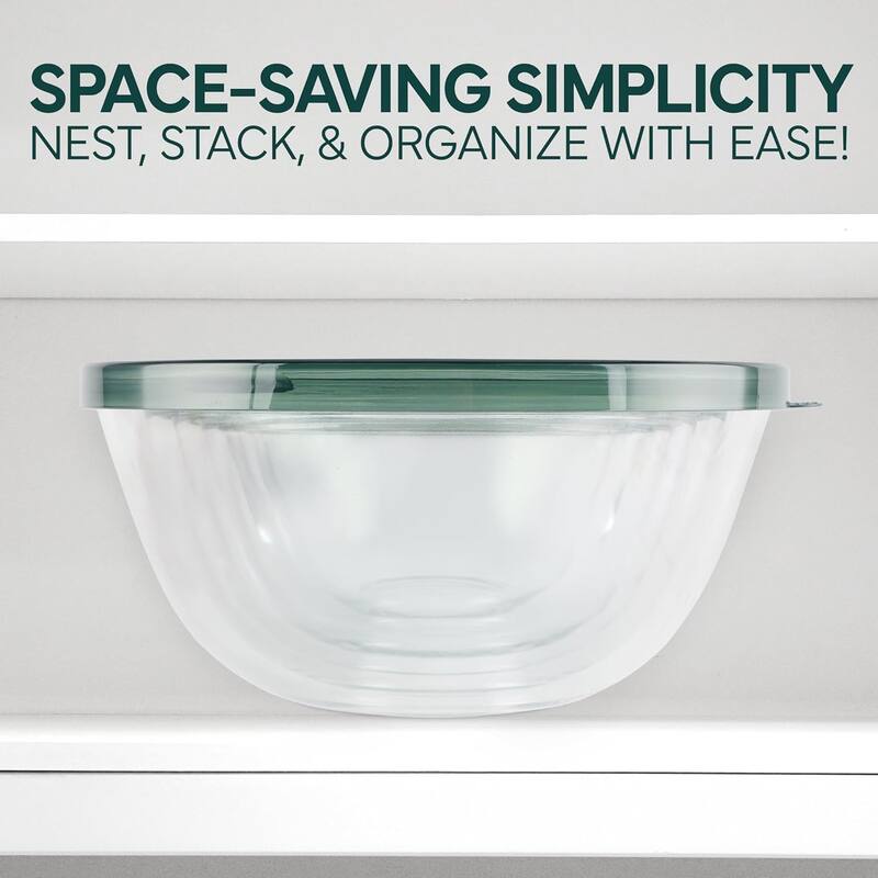 COOK WITH COLOR 12 Pc Glass Nesting Mixing Bowl Set with Lids for Cooking and Prep