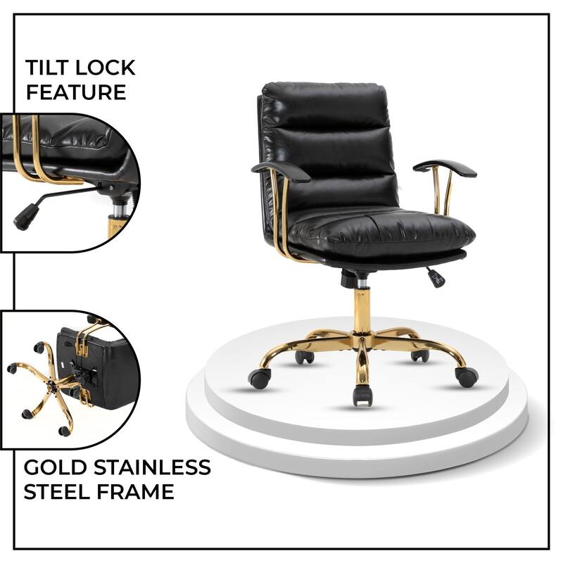 Regina Modern Executive Adjustable Office Chair Padded Leather with Tilt & 360° Swivel for Home Office Conference Work