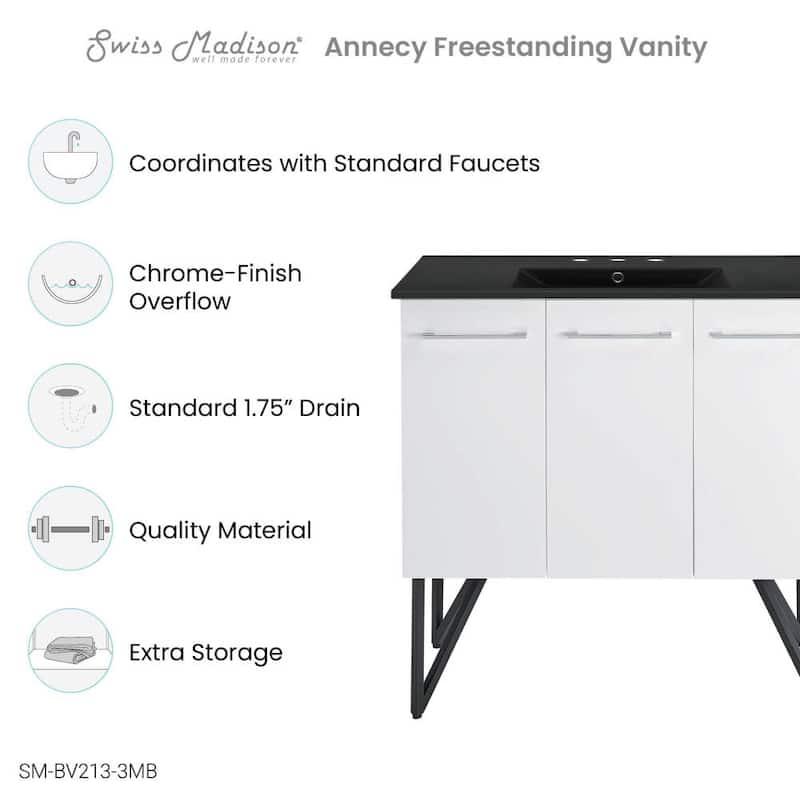 Swiss Madison SM-BV213-3MB Annecy 37" Free Standing Single Basin