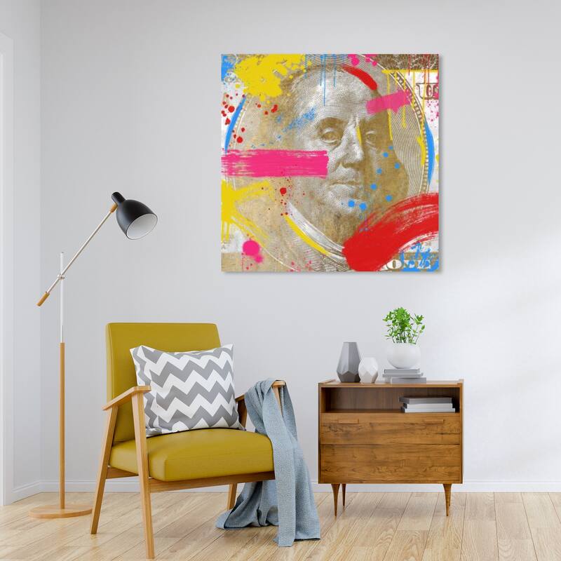Wynwood Studio Abstract Money Techno Pop Yellow and Hot Pink Modern & Contemporary Wall Art Canvas Print - 30 x 30