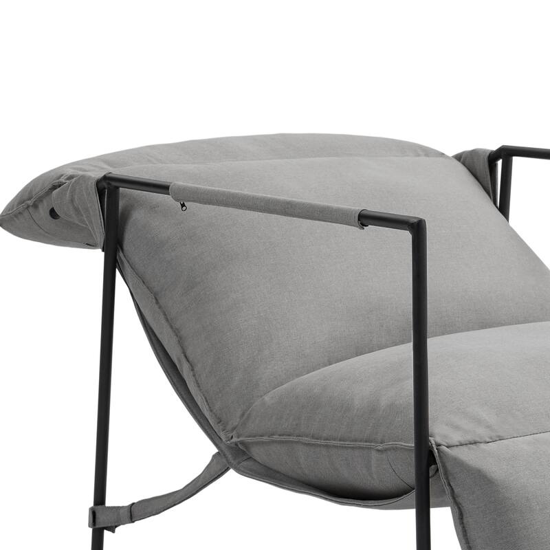 Metal Sling Accent Chairs Armchair with Adjustable Headrest Set of 2