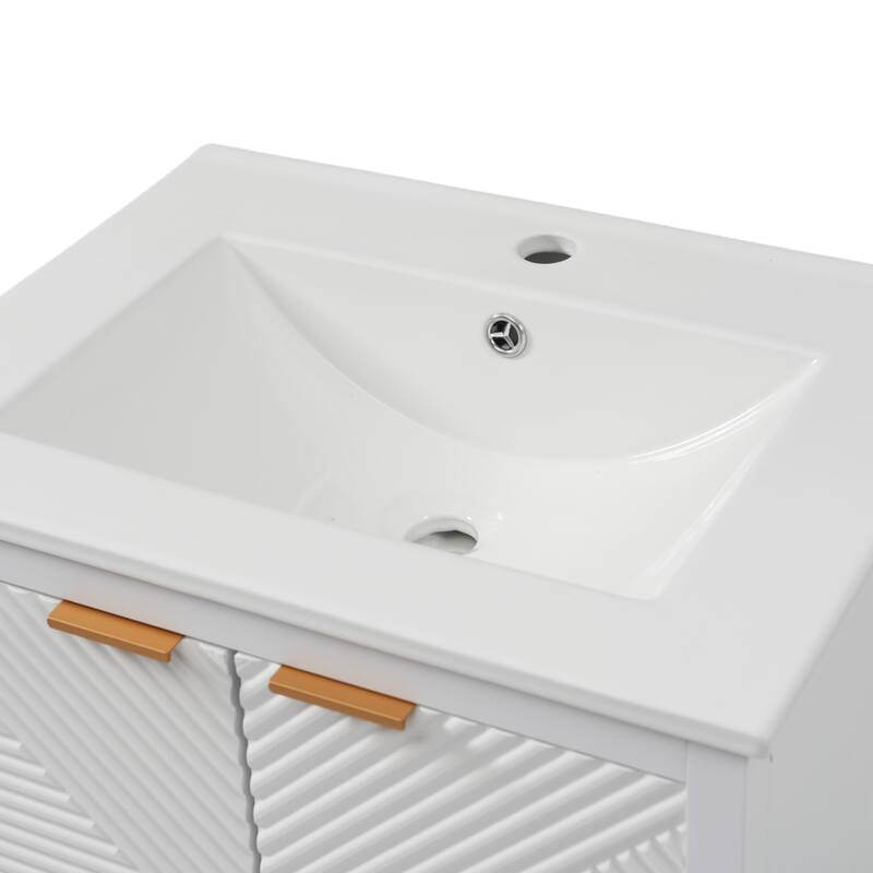24 Inches Bathroom Vanity with Sink Combo, Modern Bathroom Vanity with Single Faucet Hole, Textured Door Panels and a Drawer