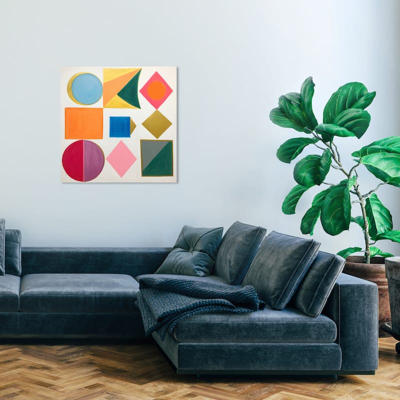 Wynwood Studio Canvas Abstract Polygons Orange and Modern & Contemporary Wall Art Canvas Print - 30 x 30