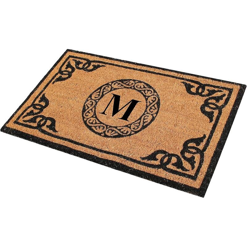 A1HC Natural Coir Monogrammed Anti-Shed Front Doormat 24" x 39"