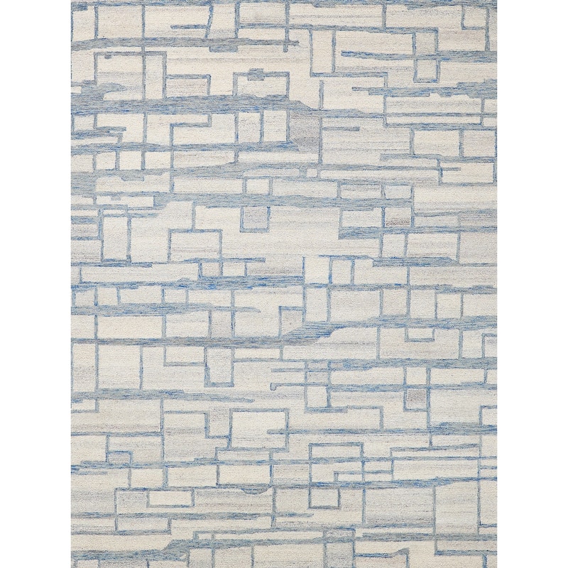Exquisite Rugs Naturals Handmade Hand-tufted New Zealand Wool on Canvas Blue/Ivory Area Rug