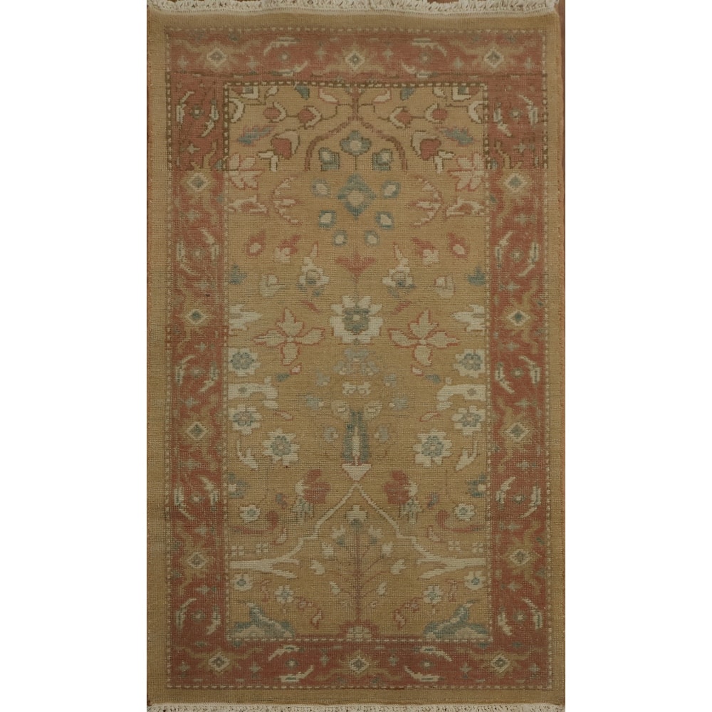 Hand Knotted Oriental 100% Wool Carpet Traditional All-Over Brown Ziegler Area Rug - 3' 10'' X 2' 0''